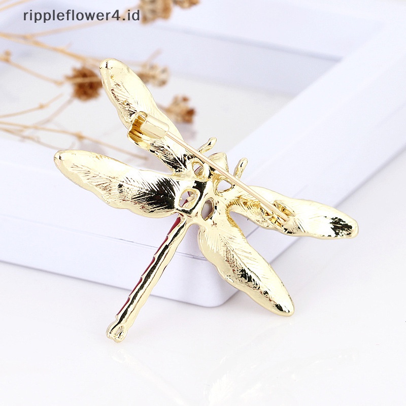 {rippleflower4.id} Bros Capung Minyak Kristal Warna-Warni Untuk Wanita Pin Animel Serangga Broche~