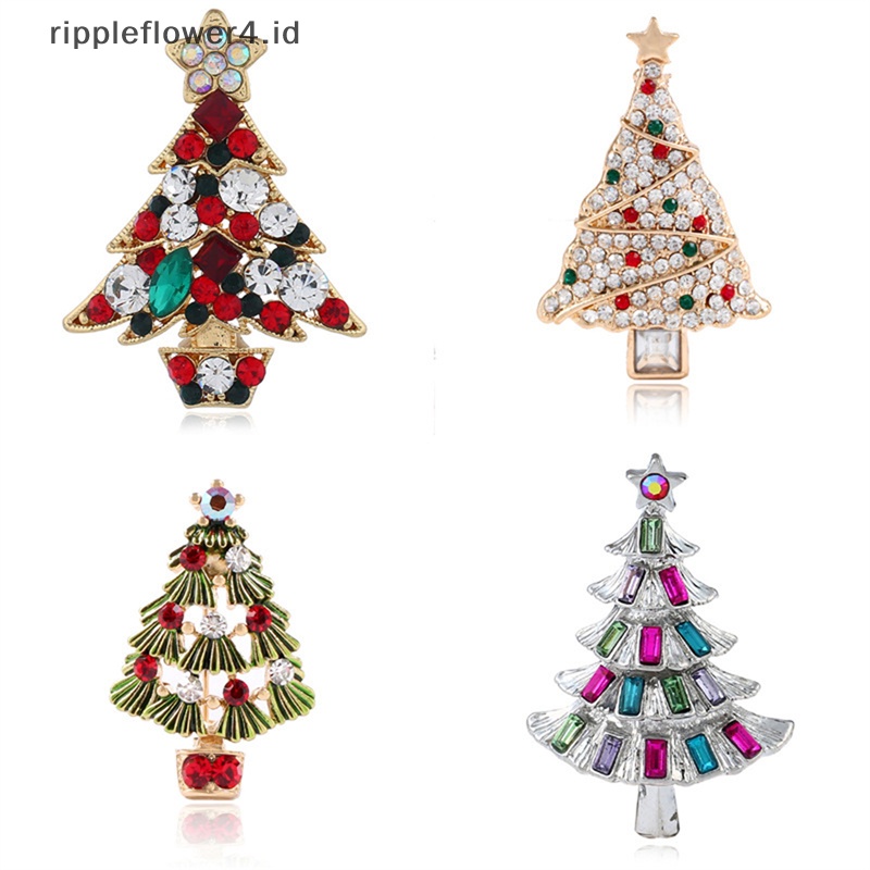 {rippleflower4.id} Pohon Natal Bros Wanita Multicolor Berlian Imitasi Pesta Causal Kantor Pin Hadiah Perhiasan~