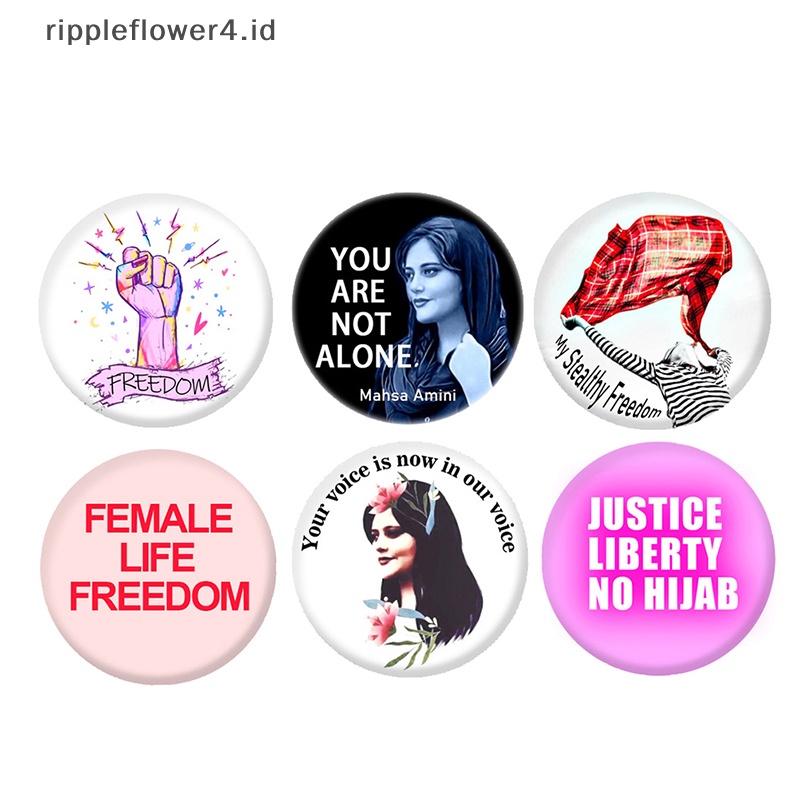 {rippleflower4.id} Stand with the Women of Iran Buttons Women Life Freedom Bros Pin Muslim~