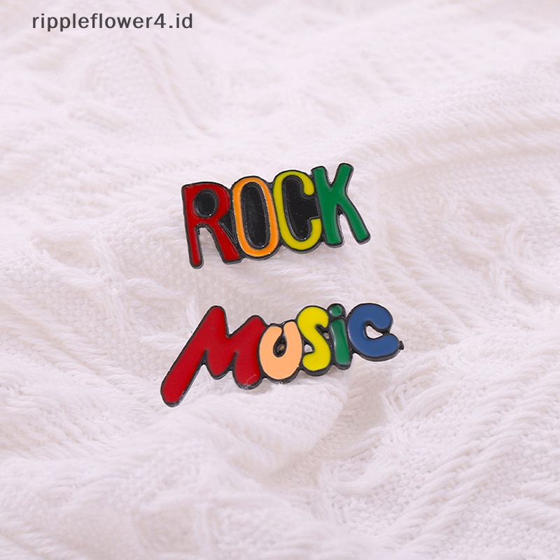 {rippleflower4.id} Musik Rock Enamel Pin Lencana Music Perhiasan Note Lapel Pakaian Ransel Custom Hujan Bros Kartun Anak Hadiah Teman Aksesoris~