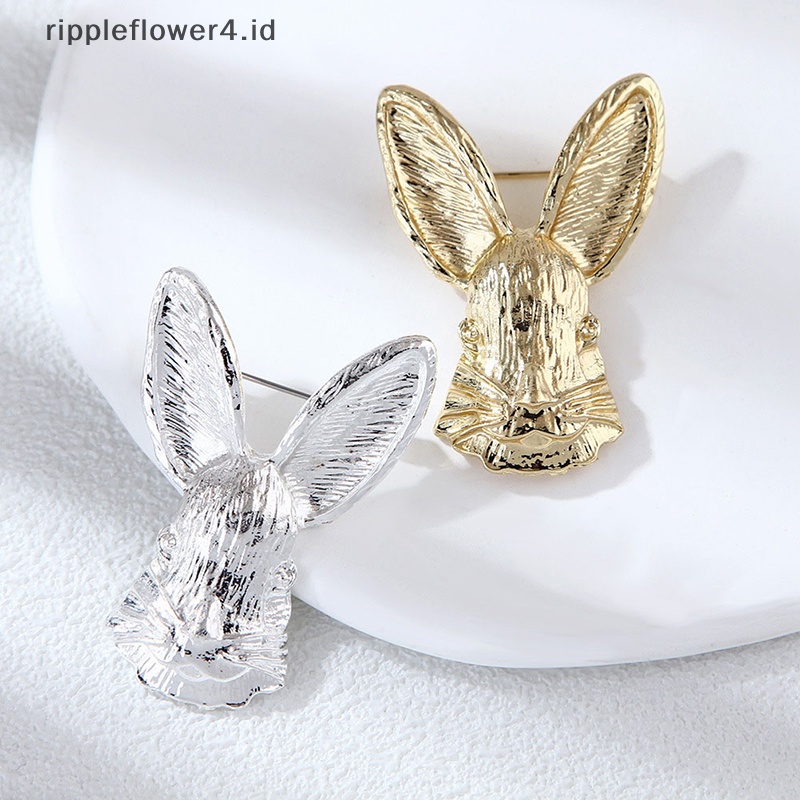 {rippleflower4.id} Pin Bros Mantel Kepala Kelinci Stereoskopik Vintage Fashion Untuk Wanita Gaun Pesta Decorag~