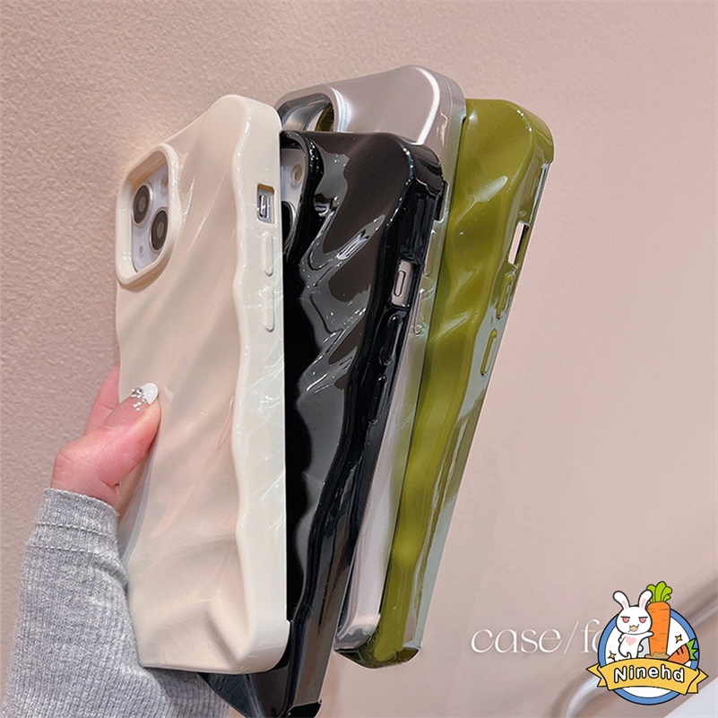 Casing iPhone Motif Gelombang Lipit Mewah Kompatibel Untuk Iphone14 13 12 11 Pro Max X Xr Xs Max 8 7 6 6s Plus SE 2020kualitas Tinggi Casing Ponsel Tpu Lembut Shockproof Case Sarung Handphone