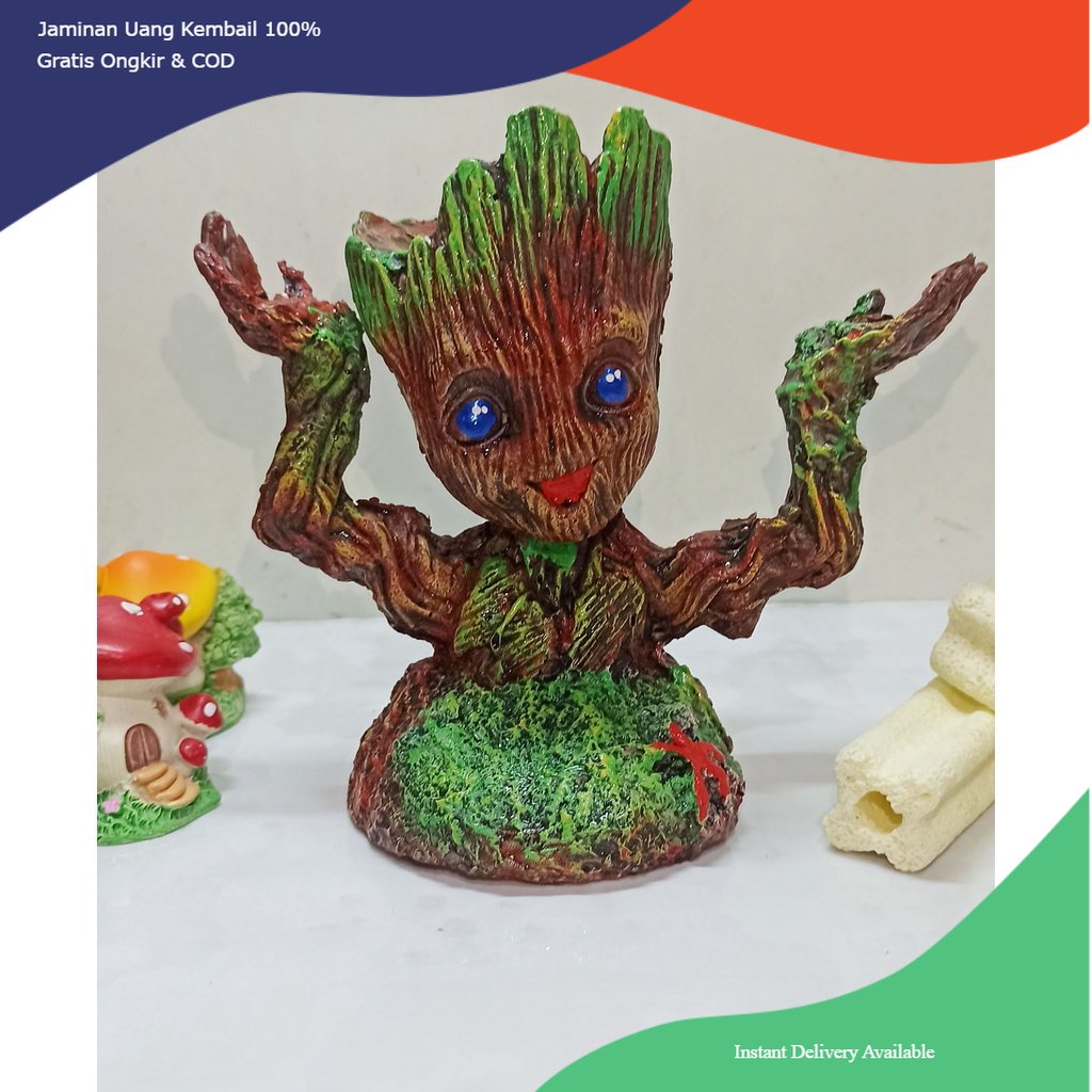 hiasan aquarium baby groot, dekorasi aquarium baby groot, baby groot, panjangan groot, hiasan aquari