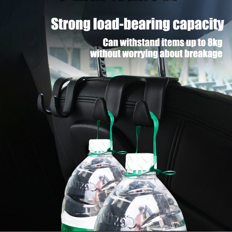 Pengait Ganda Plastik PP Dipasang Jok Mobil Multifungsi/ Headrest Otomotif Portable Tetap Dudukan Handphone/Kait Penyimpanan Tas Tangan Internal Kendaraan
