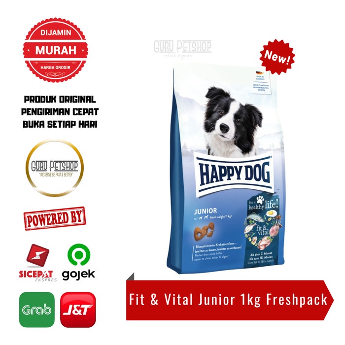 Happy Dog Fit &amp; Vital Junior 1kg Freshpack Makanan Anjing Junior