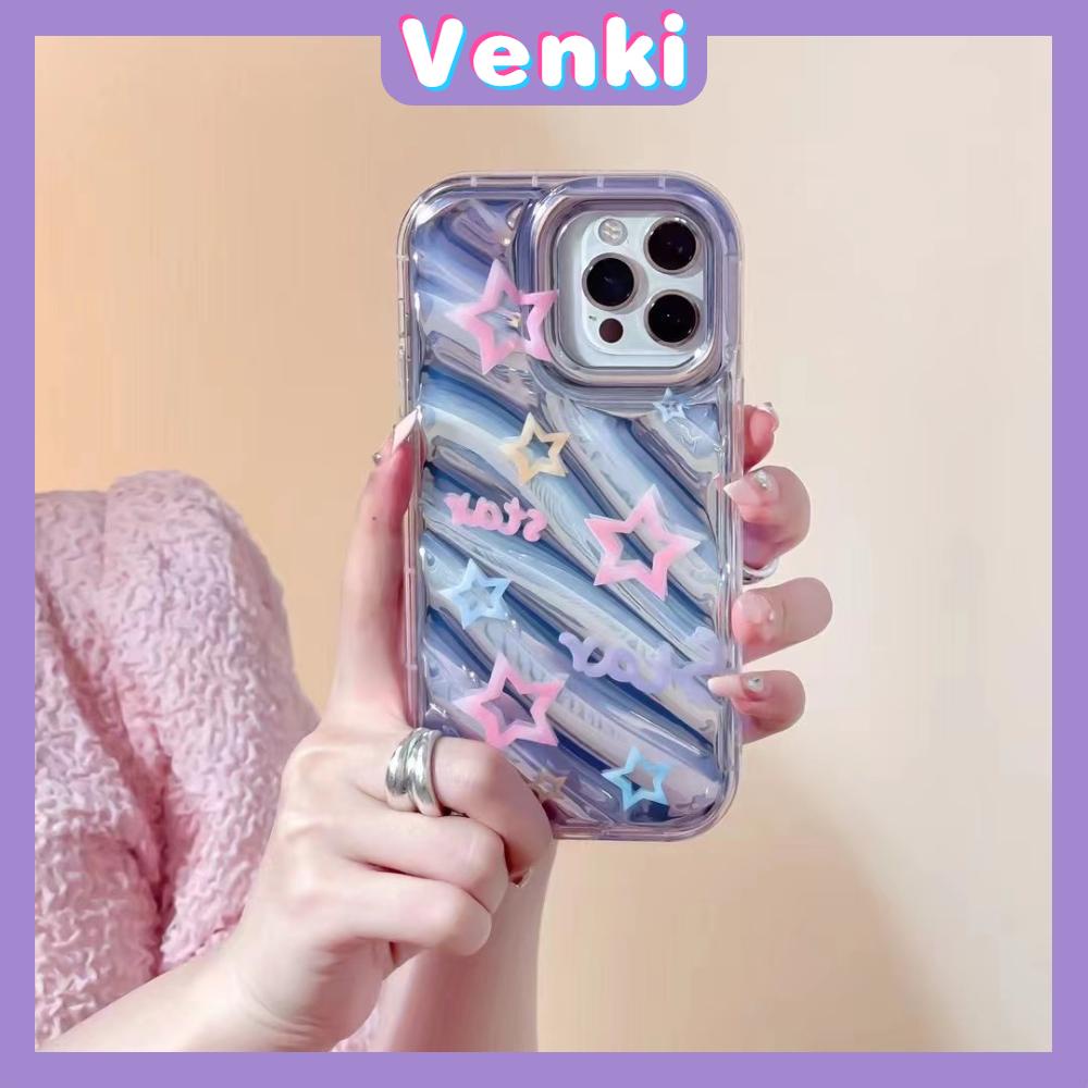 VENKI - Untuk iPhone 11 iPhone Case Laser Reflektif Bening Phone Case TPU Soft Shockproof Airbag Case Bintang Sederhana Kompatibel dengan iPhone 14 13 Pro Max 12 Pro Max XR XR 7Plus 8Plus