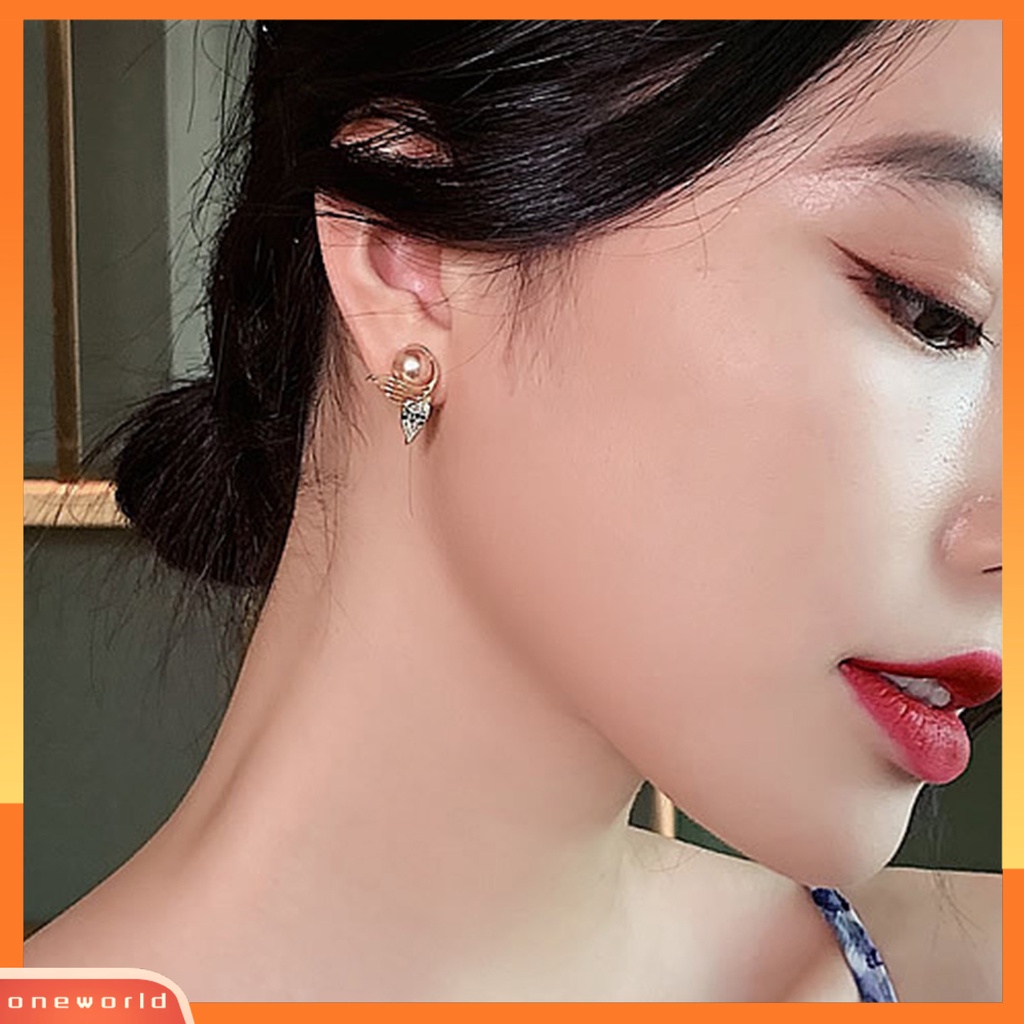 [WOD] 1pasang Ear Studs Elegan Eye-catching Halus Semua Pertandingan Dekorasi Wanita Tidak Teratur Mutiara Imitasi Berlian Imitasi Mengkilap Anting Stud Untuk Pakaian Sehari-Hari