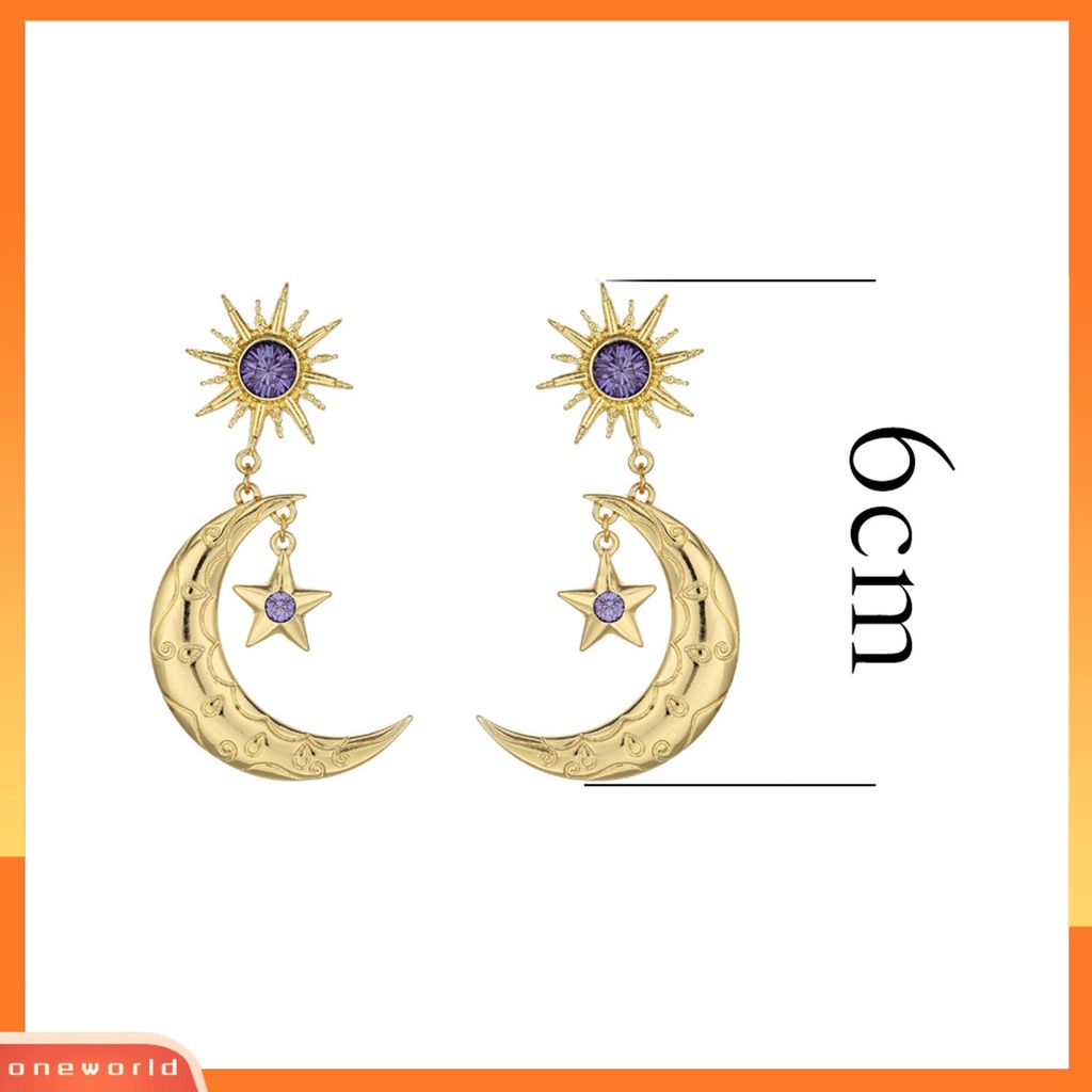 [WOD] 1pasang Anting Gantung Pengerjaan Indah Semua Pertandingan Paduan Mengkilap Elegan Drop Stud Earring Untuk Wanita