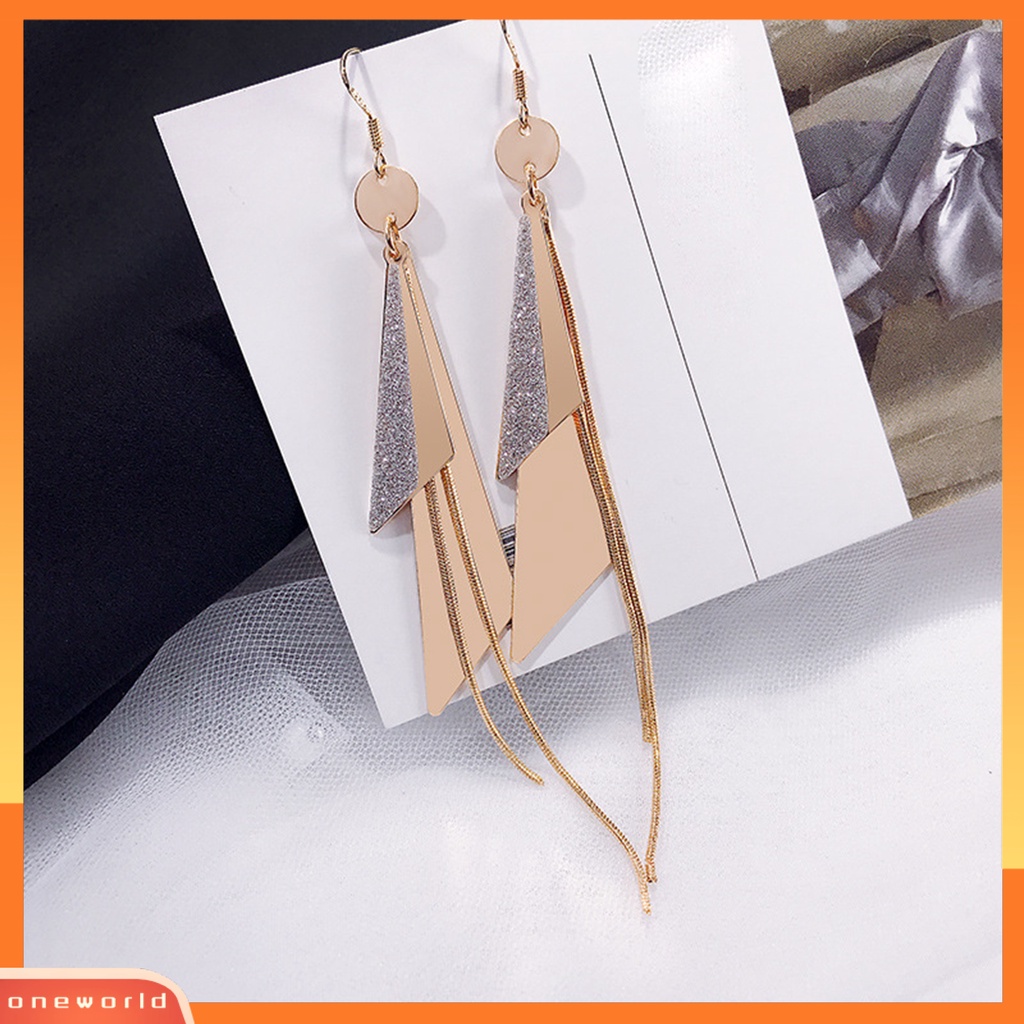 [WOD] 1pasang Anting Menjuntai Geometris Rumbai Panjang Anti Alergi Lady Drop Earrings Untuk Hadiah