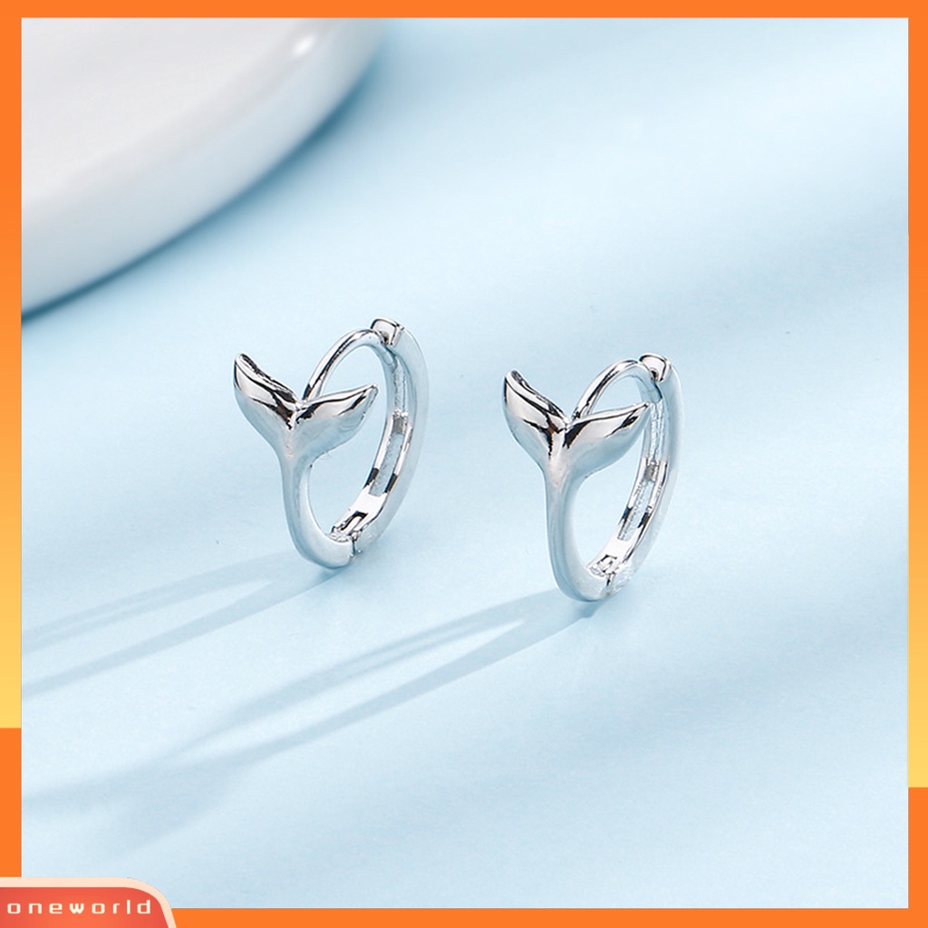 [WOD] 1pc Hoop Earring Temperamen Kilau Terang Tindik Geometris Electroplating Hias Hadiah Mermaid Tail Lingkaran Anting Wanita Fashion Perhiasan Untuk Pakaian Sehari-Hari