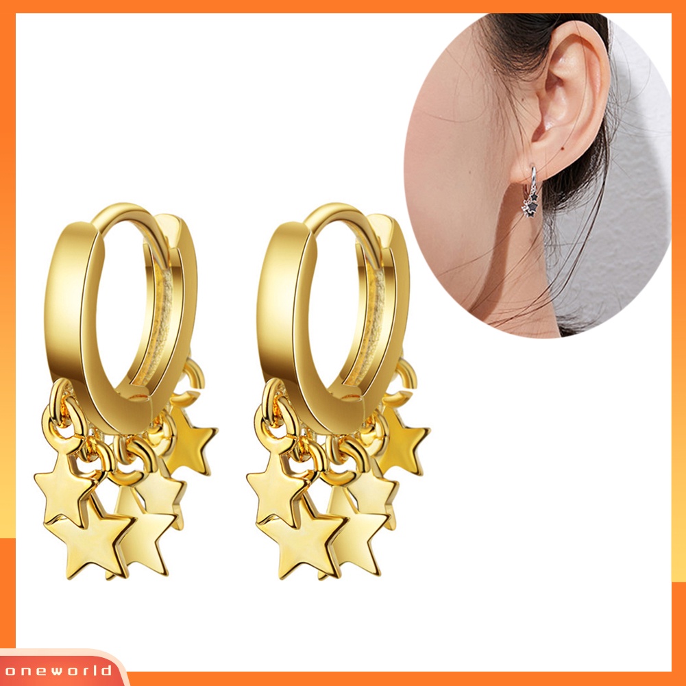 [WOD] Fashion Wanita Bintang Rumbai Menjuntai Drop Hoop Earrings Pesta Perhiasan Hadiah Ulang Tahun