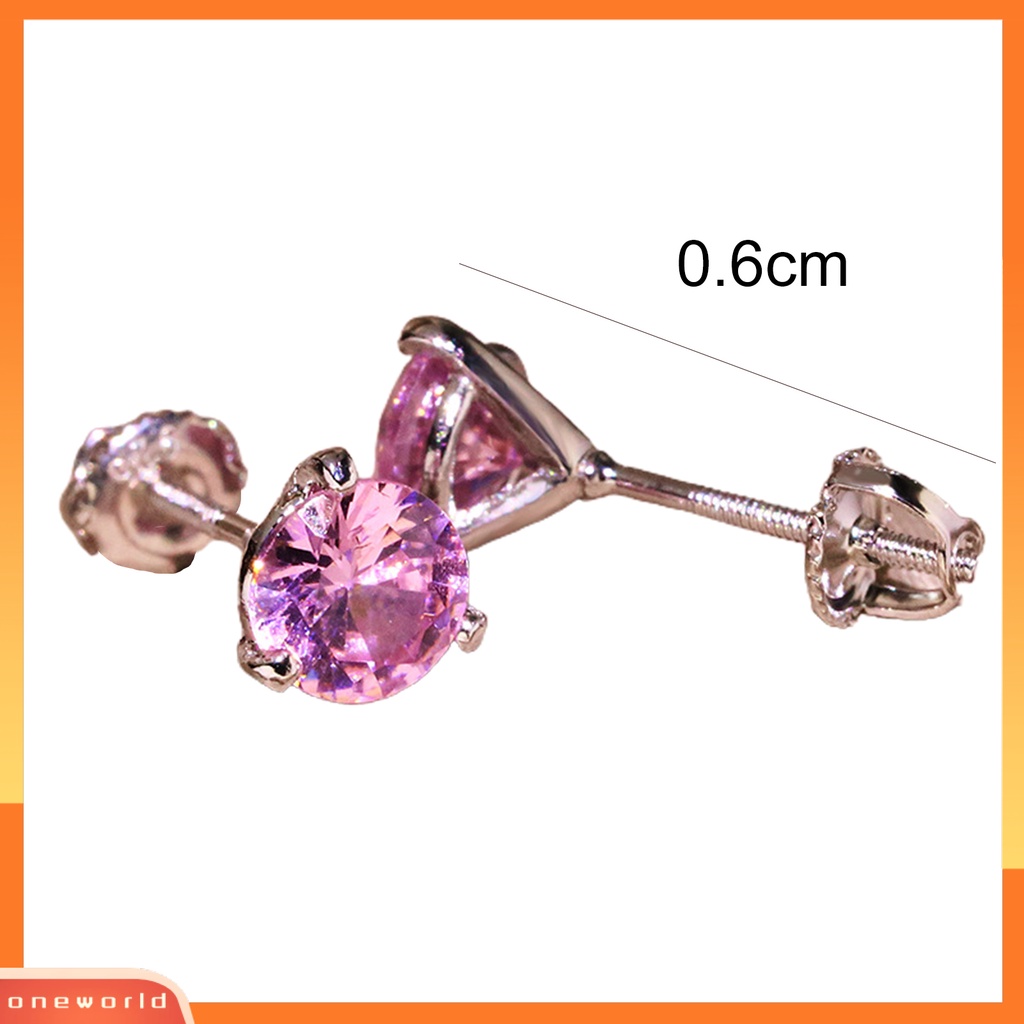 [WOD] 1pasang Fashion Elegan Bulat Berlian Imitasi Wanita Segitiga Ear Stud Earring Hadiah