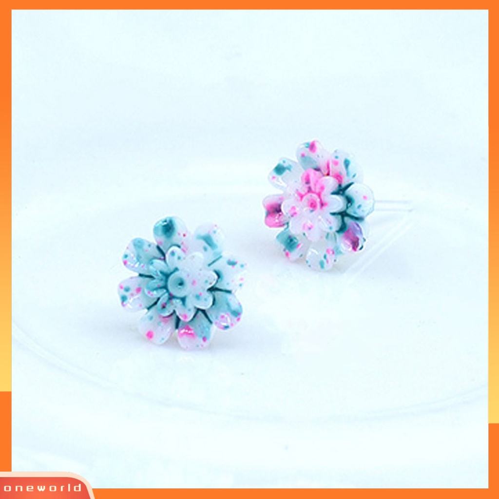 [WOD] 6pasang /Set Anting Mini Portable Lucu Berbagai Warna Manis Resin Marguerite Ear Ring Jewelry Untuk Tanggal