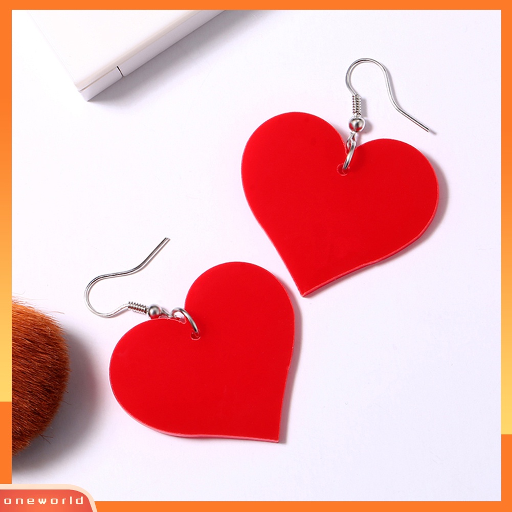 [WOD] Fashion Wanita Bentuk Hati Liontin Menjuntai Akrilik Drop Hook Anting Perhiasan