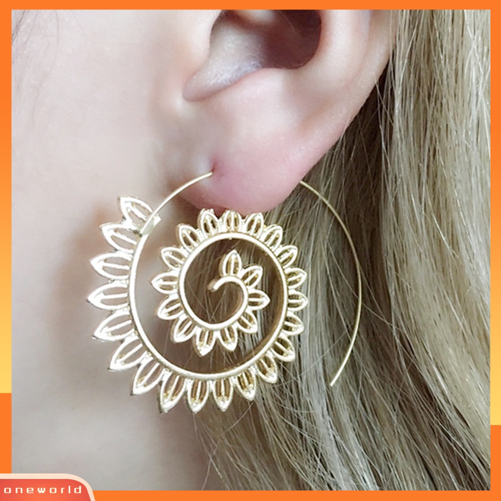 [WOD] Anting Hoop Pesta Bentuk Tetesan Air Paduan Spiral Perhiasan Eardrop Fashion Lady