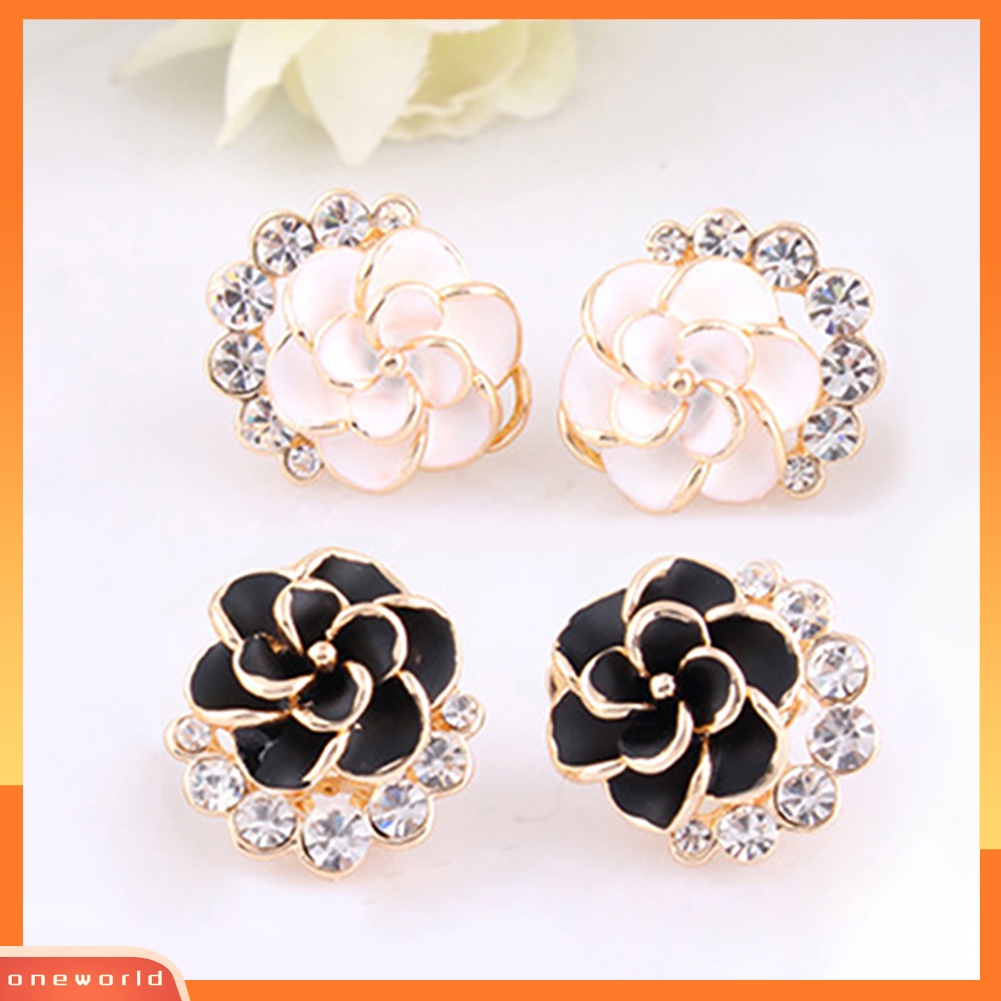 [WOD] Fashion Wanita Lucu Berlian Imitasi Bunga Rose Ear Stud Earrings Pesona Perhiasan