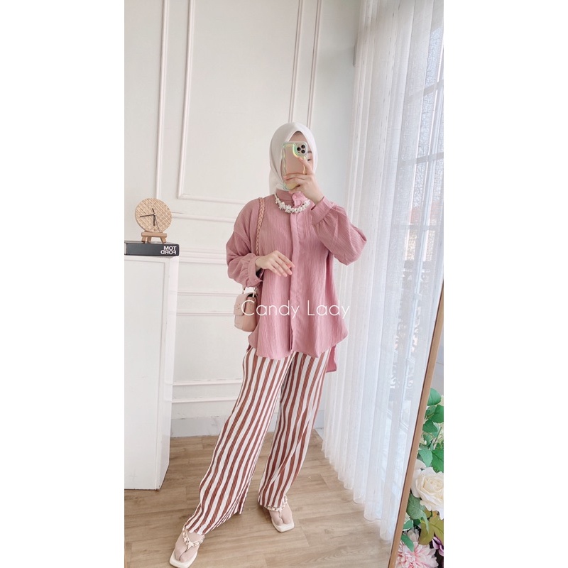 Hazila One Set Salur Bahan Crinkle Wanita Terbaru 2023