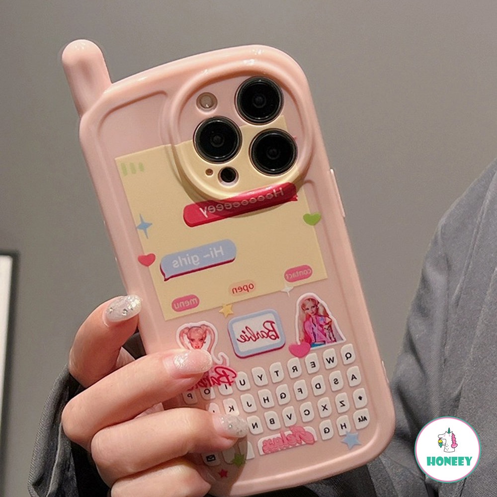 Pink Casing Telepon Retro Kompatibel Untuk iPhone 14 Pro Max11 12 13 Pro Max XS XR 7 8plus Kartun Gadis Shockproof Soft Cover