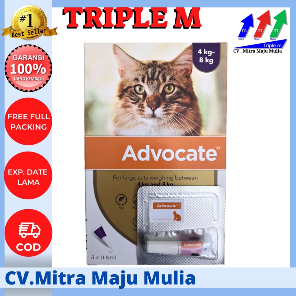 ADVOCATE KUCING LARGE 4-8 kg 1 Pipet - Obat Kutu Cacing Kucing Dewasa