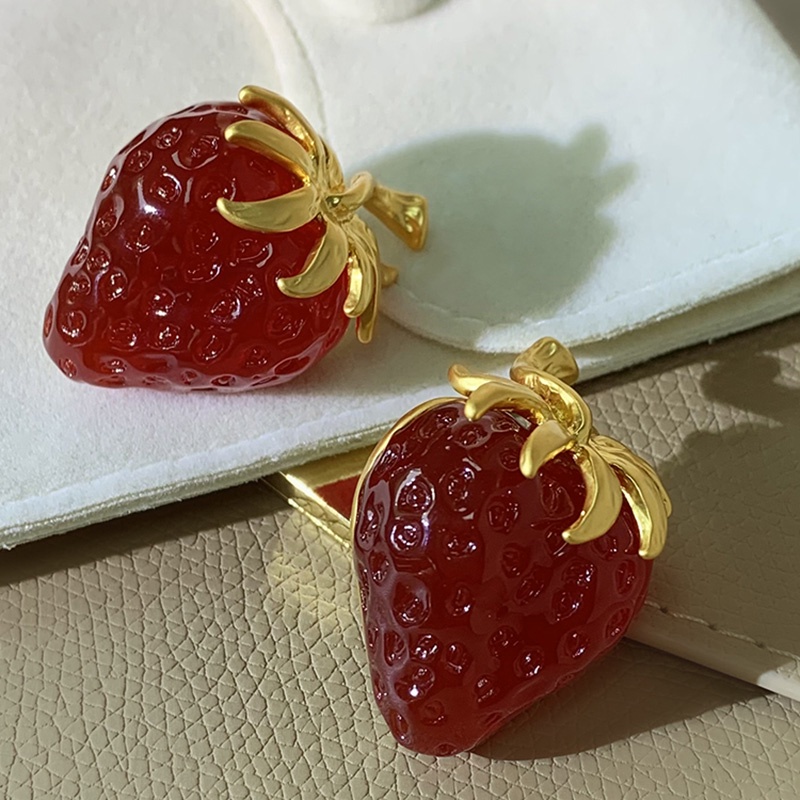 Strawberry Merah Berlebihan Retro Medieval Gaya Baru Manis Niche Anting