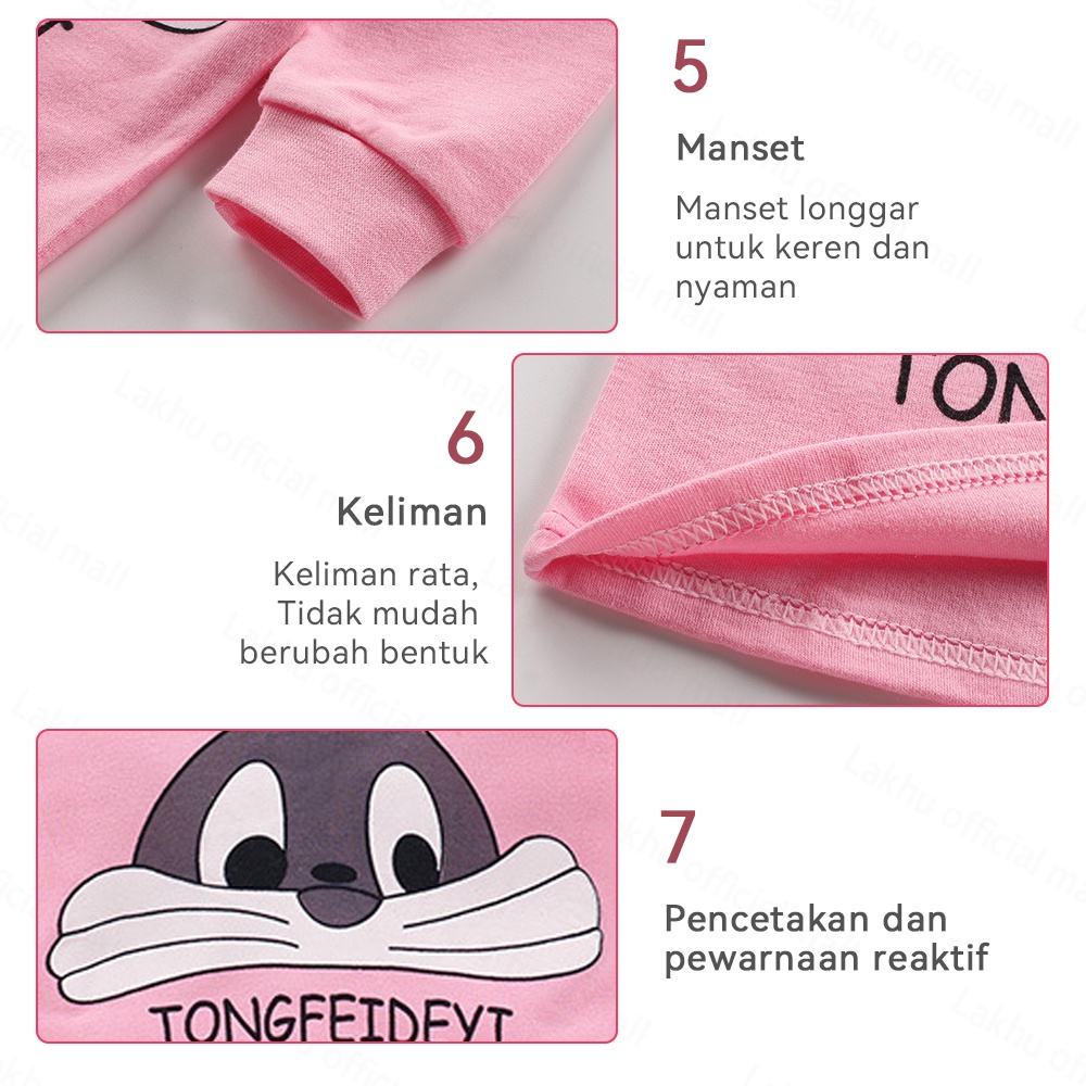 Lakhu Baju Tidur Anak Setelan Set Piyama Bayi Anak Lengan Panjang Bahan Lembut Import