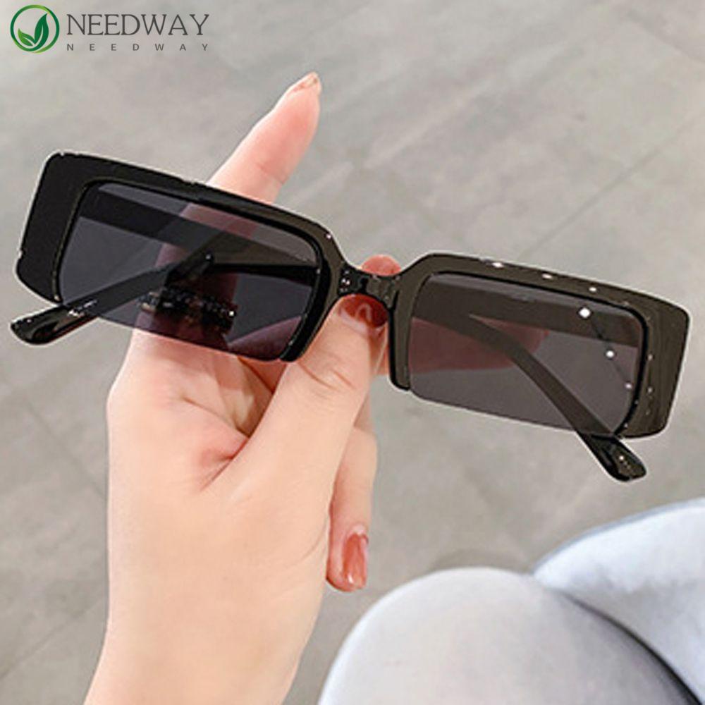 Needway Wanita Kacamata Hitam Kreatif Perlindungan UV Setengah Bingkai Bentuk UV400 Half Frame Eyewear