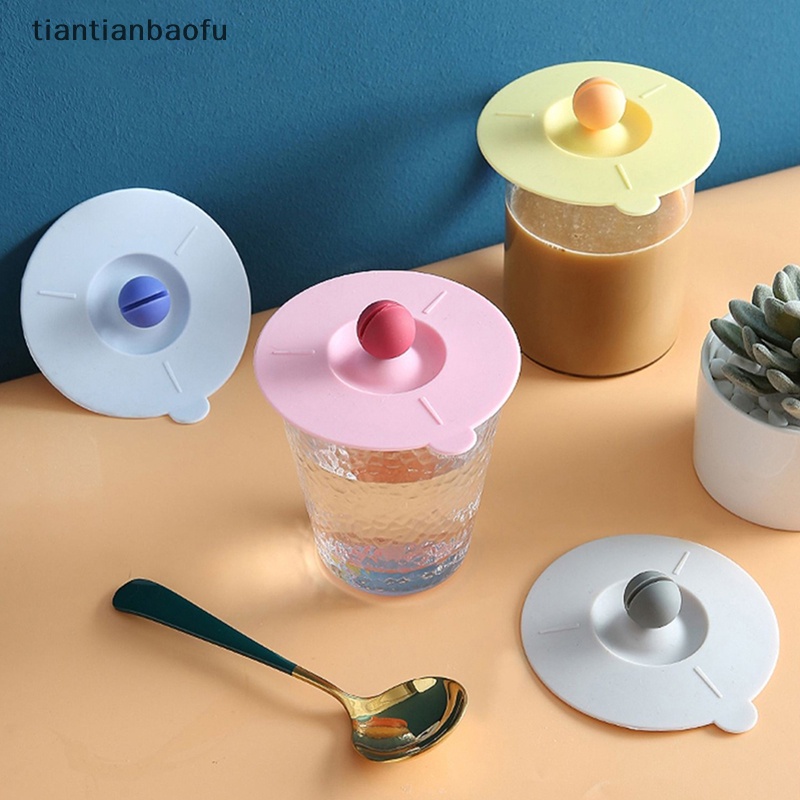 [tiantianbaofu] Reusable Silicone Cup Cover Lucu Seal Suction Cup Cover Tahan Debu Anti Bocor Teh Kopi Tutup Cap Cangkir Aksesoris Butik