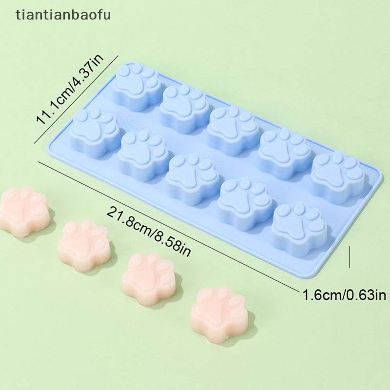 [tiantianbaofu] 1pc 10lubang Silikon Food Grade Cetakan Paw Print Reusable Dog Cat Paw Baking Mold Butik