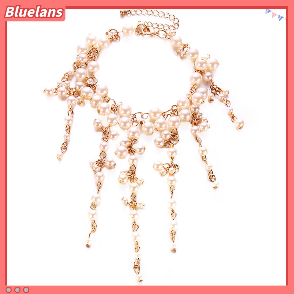 [BLS] Fashion Mutiara Imitasi Rumbai Gelang Wanita Pesta Cocktail Perhiasan Pesona Hadiah