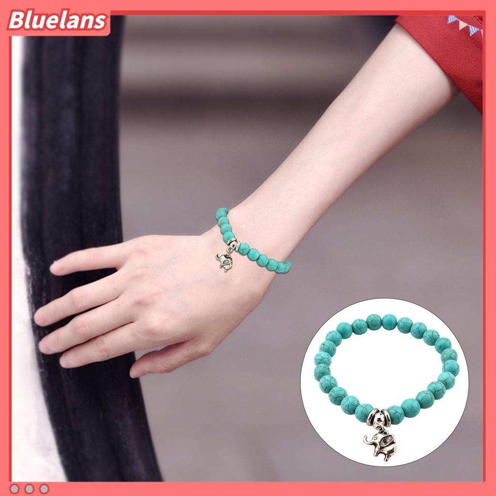 [BLS] Wanita Gelang Faux Turquoises Owl Perhiasan Manik-Manik Tahan Lama Bangle Perhiasan Hadiah