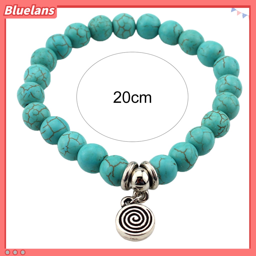 [BLS] Wanita Gelang Faux Turquoises Owl Perhiasan Manik-Manik Tahan Lama Bangle Perhiasan Hadiah