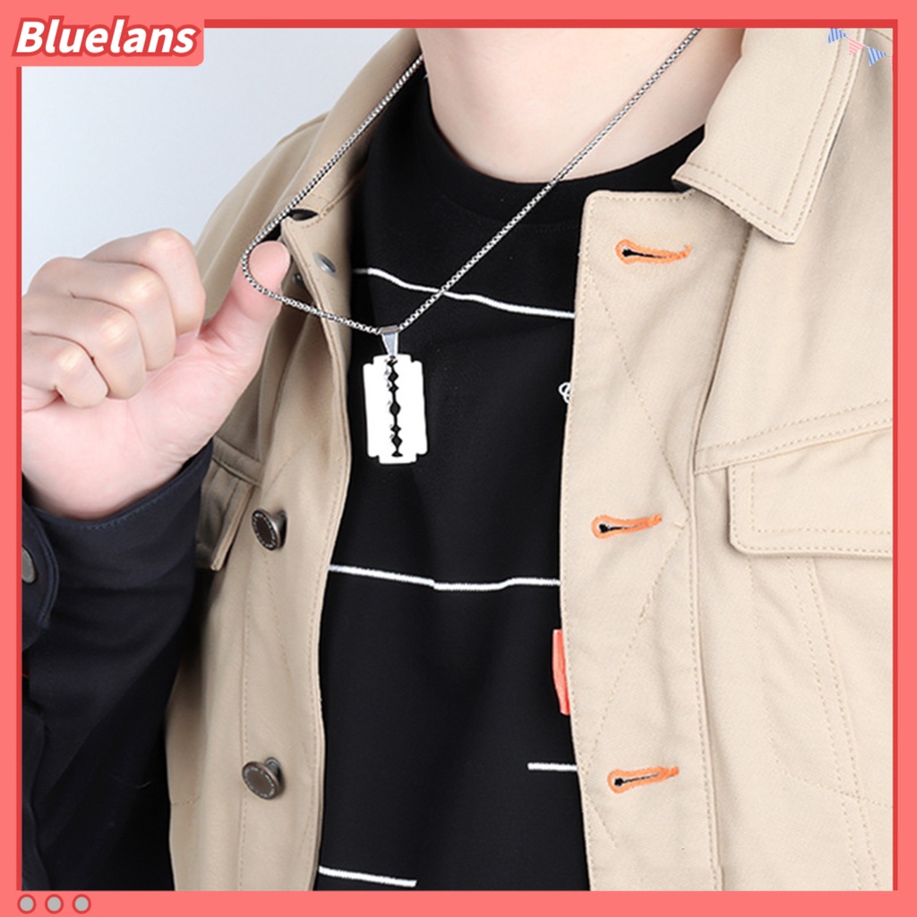 [BLS] Rantai Klavikula Pisau Liontin Kepribadian Geometris Electroplating Anti Karat Dekorasi Leher Hypoallergenic Fashion Warna Perak Liontin Kalung Untuk Pacaran