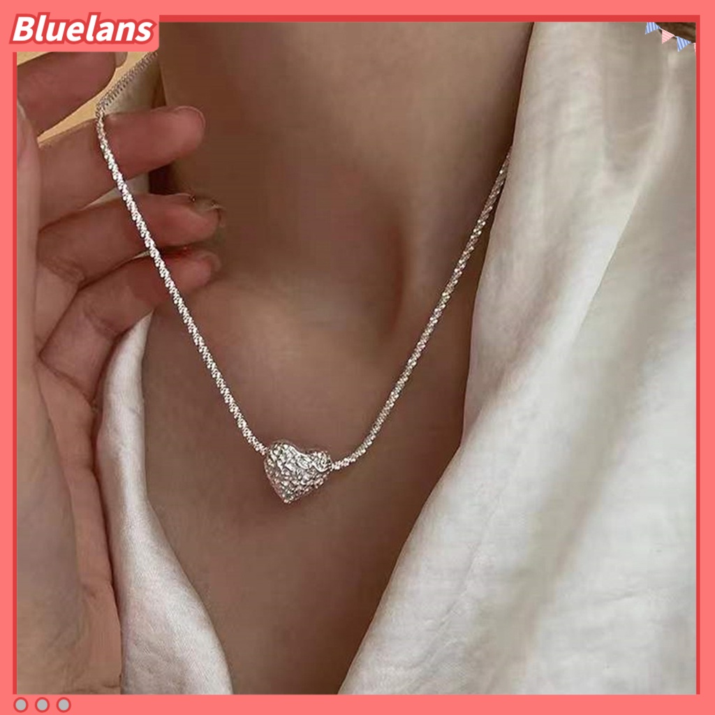 [BLS] Wanita Kalung Warna Perak Berkilau Dipanjangkan Adjustable Elegan Hypoallergenic Cinta Kecil Hati Klavikula Kalung Fashion Perhiasan