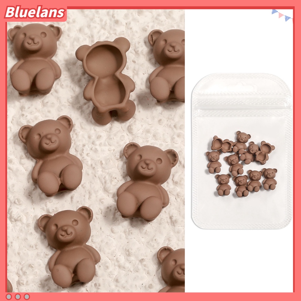 [BLM] 10pcs /Set Hiasan Kuku Permukaan Buram Efek 3D Ringan Lucu Kartun Beruang Nail Art Dekorasi Untuk Perempuan