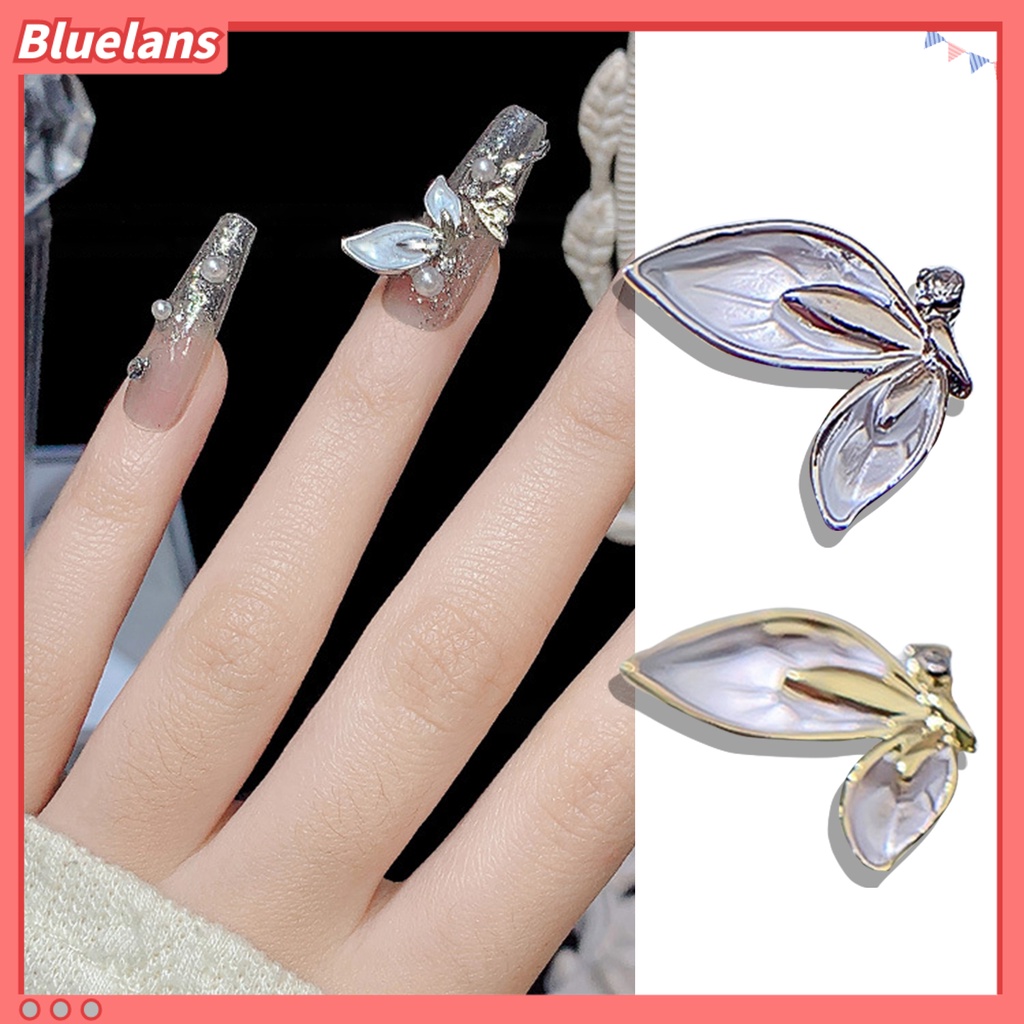 [BLM] 10pcs Nail Art Dekorasi Berlian Imitasi Bertatahkan Mudah Di Tempel Fadeless Anti-Oksidan Jatuh-resistance DIY Sayap Malaikat Kupu-Kupu Nail Art Sayap Aksesoris Untuk Salon Kuku