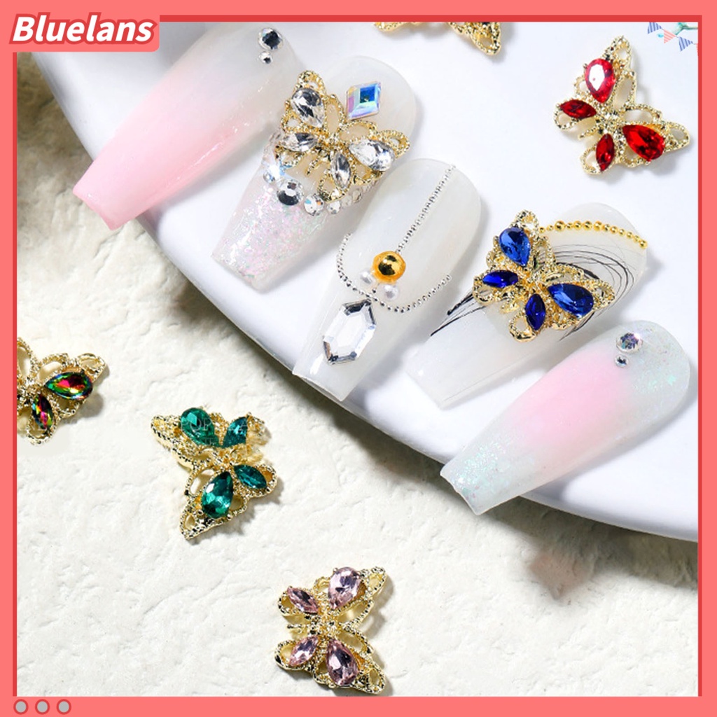 [BLM] 10pcs Kuku Berlian Imitasi Tiga Dimensi Bersinar Mewah Bentuk Kupu-Kupu Mudah Diterapkan DIY Nail Art Nail-Beauty Faux Crystal Nail Jewelry Charms Perlengkapan Salon Kuku