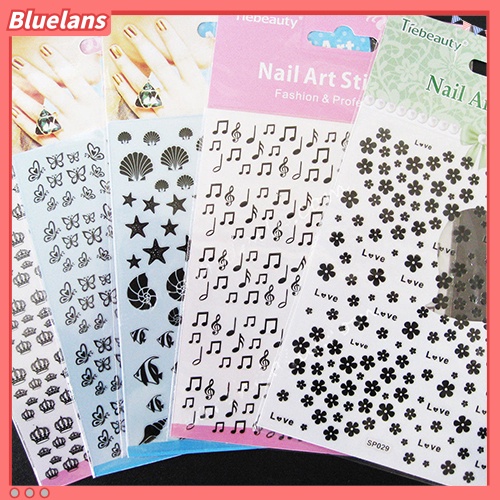 [BLM] Banyak 3D Golden Hitam Decal Stiker Nail Art Tip DIY Dekorasi Stamping Manicure