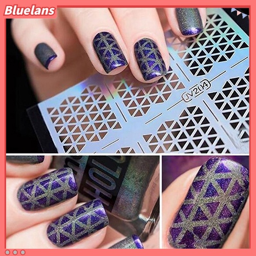 [BLM] 1lembar DIY Mudah Digunakan Manicure Irregular Hollow Stensil Nail Art Stiker Cap