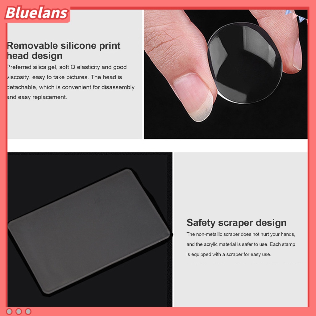 [BLM] 1set Nail Art Stamper Dengan Scraper Kuku Desain Dapat Dilepas Stamper Kuku Silikon Transparan Manicure Tools Untuk Profesional