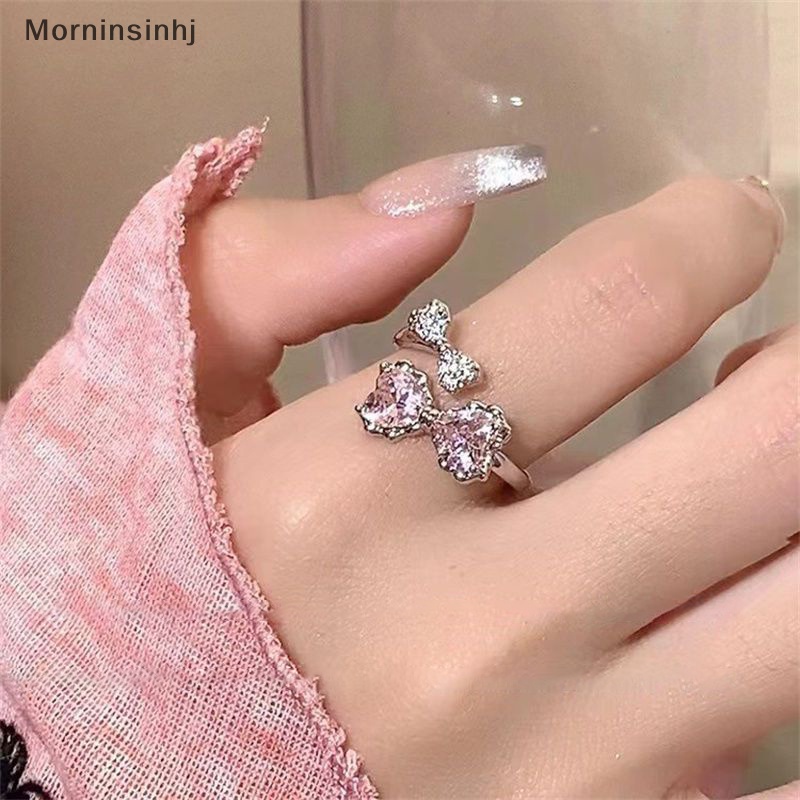 Mornin Gaya Korea Indah Merah Muda Ikatan Simpul Pembukaan Cincin Dapat Disesuaikan Manis Lucu Temperamen Fashion Cincin Sederhana Untuk Perhiasan Wanita id