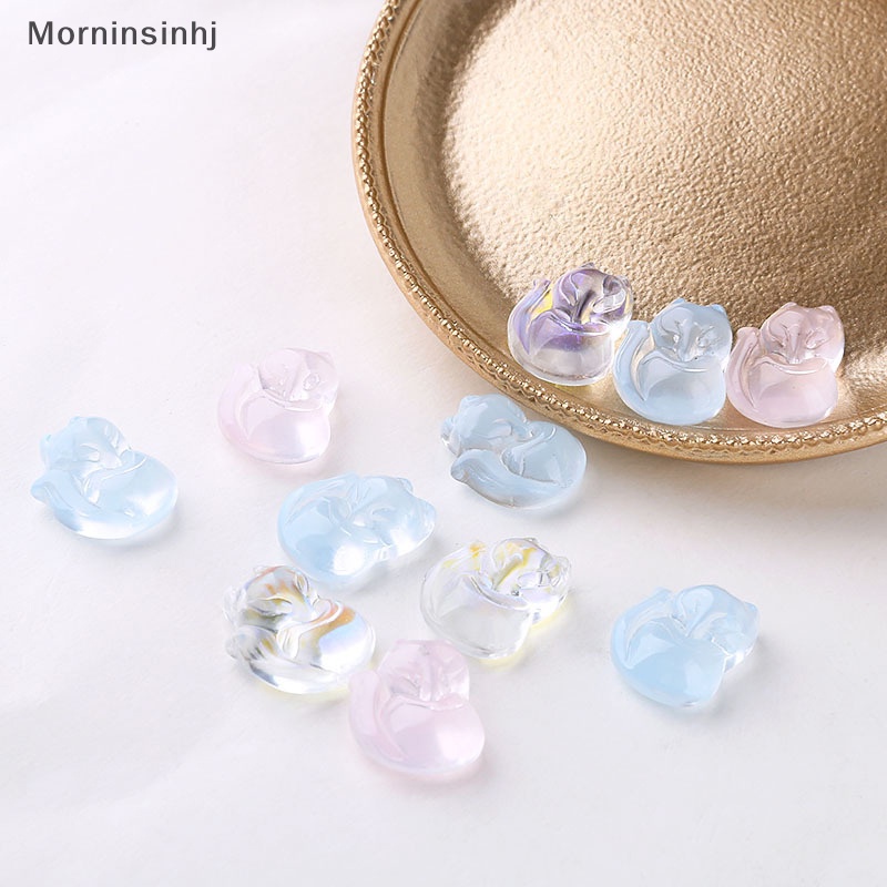 Mornin 10PCS Kreatif Kristal Kaca Warna Rubah Lucu Liontin Dengan Lubang DIY Bahan Handmade Kalung Jepit Rambut Aksesoris Pakaian id