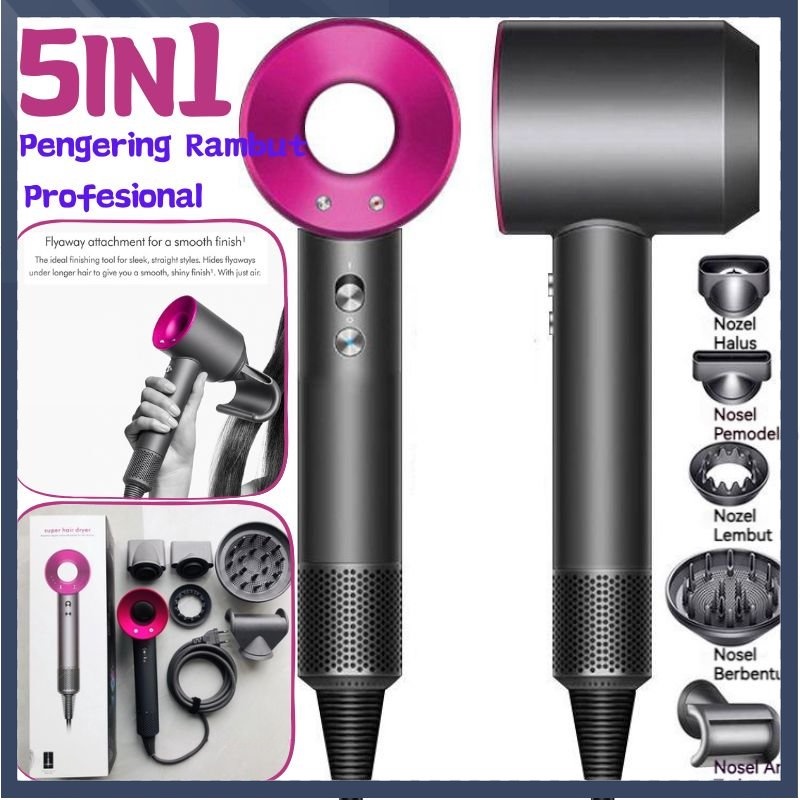 【COD】5 IN1 Supersonic Hair Dryer Hair Dryer Salon Profesiona Pengering Rambut With Five Styling Attachments
