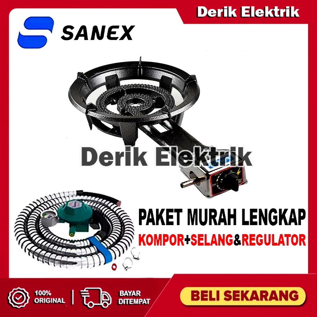 KOMPOR GAS 1 TUNGKU MAWAR SANEX SN21A / KOMPOR COR / KOMERSIL PLUS SELANG REGULATOR