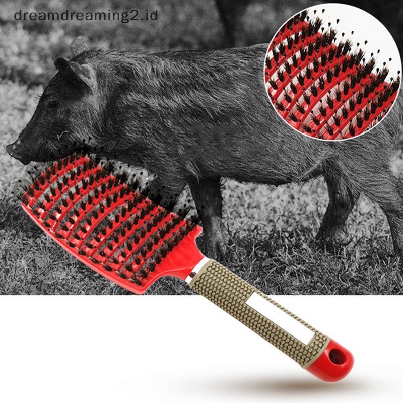 (drea) Sikat Rambut Anti Statis Lengkung Vented Styling Brush Detangling Massage Brushes //