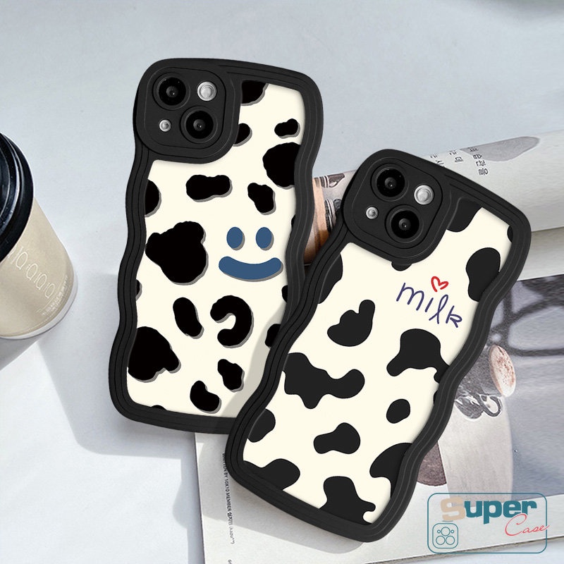 Case Smiley Sapi Susu Tidak Teratur Untuk Realme C55 C35 C25 9i 10 5 6i 8Pro 7 9 Pro+7i 8 5s 8i 5i C11 C33 C12 C21Y C30 C15 C25Y C20 C25s C17 C3 C1 C20A C2 Lembut Leopard Bergelombang Casing Edge