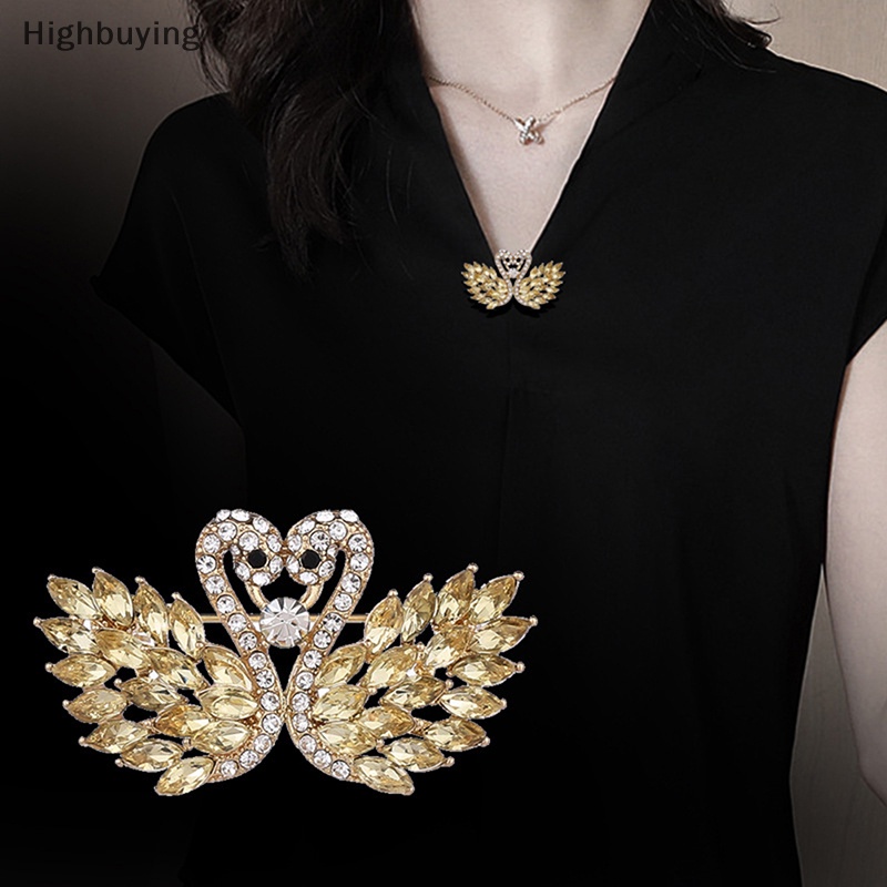 Hbid Fashion Berlian Imitasi Angsa Ganda Bros Wanita Pakaian Pesta Perhiasan Aksesoris Brooch Pin Hadiah Glory