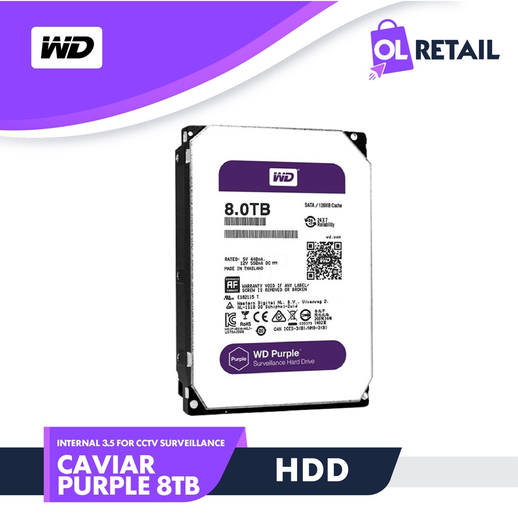 HDD Internal WD 8TB PURPLE - WD8002PURP for CCTV