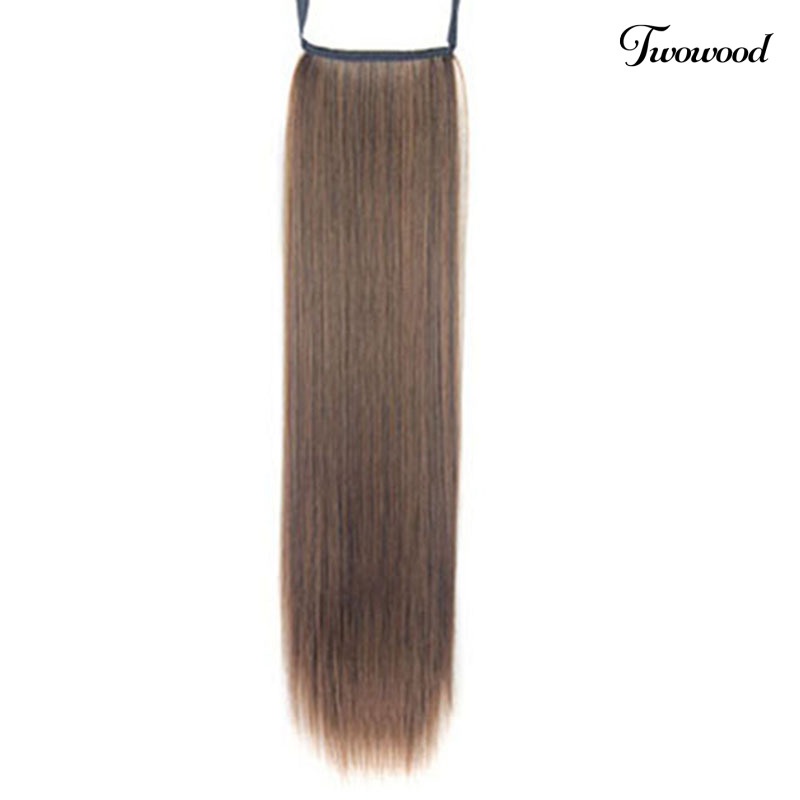 Twowood Fashion Wanita Panjang Lurus Sintetis Ponytail Rambut Ekstensi Potongan Rambut Wig