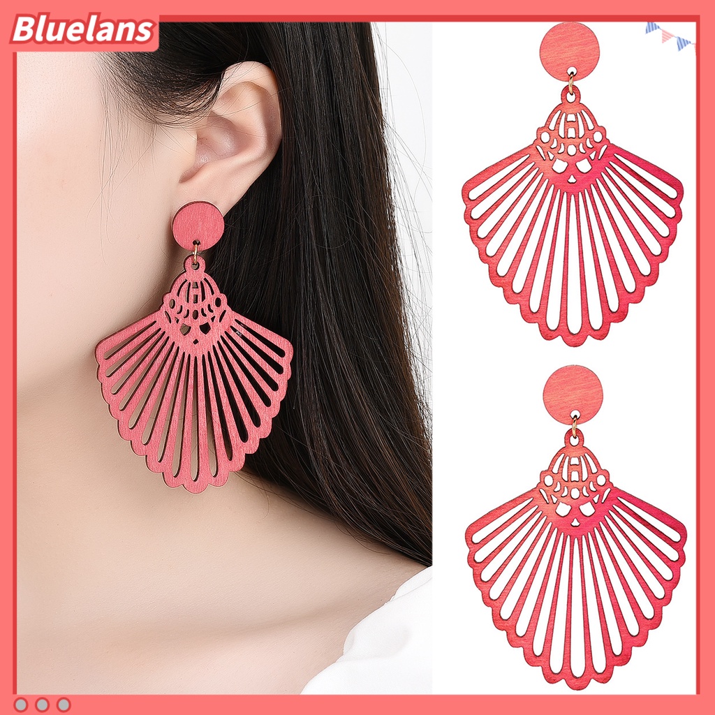 [BLS] 1pasang Anting Menjuntai Retro Geometris Berongga Diukir Permukaan Halus Handmade Hias Colorfast Tanpa Sakit Memakai Tindik Stud Earrings Perhiasan Aksesori