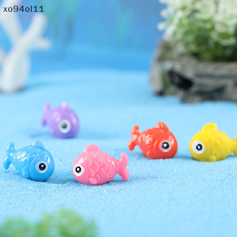 Xo 10 Pcs Random Kecil Warna-Warni Ikan Resin Ornamen Lanskap Mikro Kreatif Aquarium Ikan Hiasan Dekorasi OL